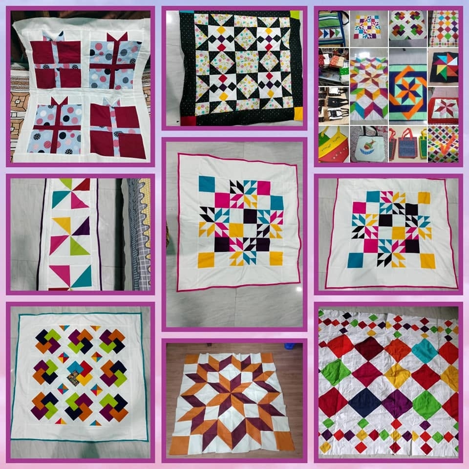 Handmade quilt block pattern design details